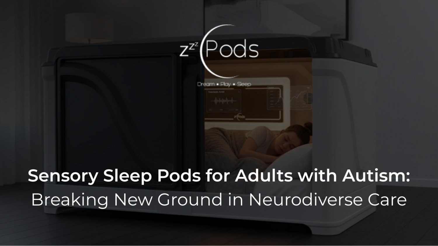 Ergonomic adult sensory sleep pod with customizable light and sound for autism