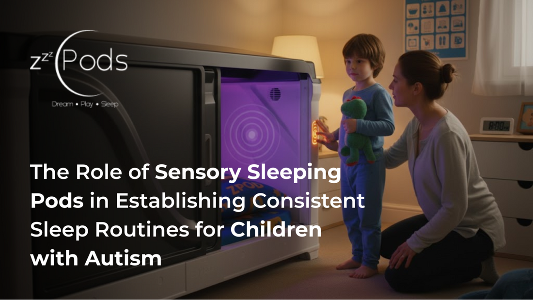 Sensory sleeping pod with dimmable lighting for children with autism enjoying a soothing bedtime environment.